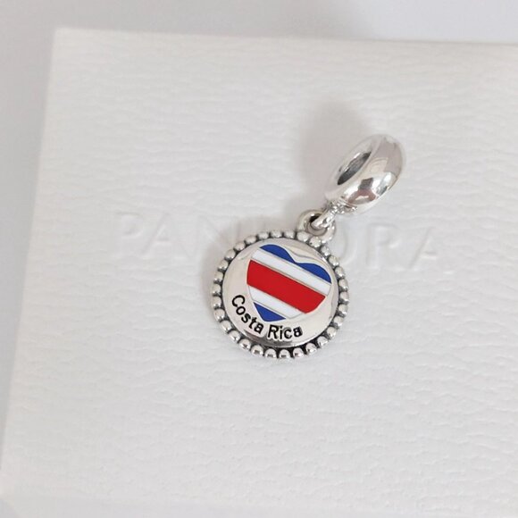 Pandora Costa Rica Heart Flag Dangle Charm with box - Picture 6 of 7